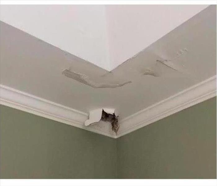 A hole in a ceiling because of water damage
